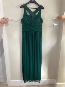 David's Bridal - Size US 14 Green, long bridesmaid prom dress, crisscross straps - Picture 1 of 3