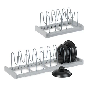 10 Tier Expandable Saucepan Pan Pot Lid Holder Kitchen Organiser Rack Storage - Picture 1 of 8