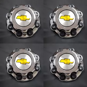 4x Chevy CHROME 8 Lug Center Caps AVALANCHE SUBURBAN SILVERADO 2500 3500 - Picture 1 of 1