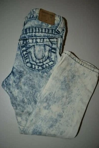 True Religion Boys Geno Straight Bleached No Pocket Flaps Denim Jeans Sz 5 - Picture 1 of 12