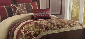 3 Piece Hallmart Mesa KING Comforter Set 102x90 Burgundy Brown Southwestern - Picture 1 of 2