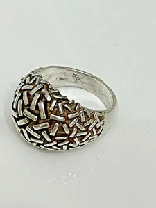 Silber Kuppelring breites Band Gr. 6,25 strukturierter Schlitz Konfetti Ring - Bild 1 von 12