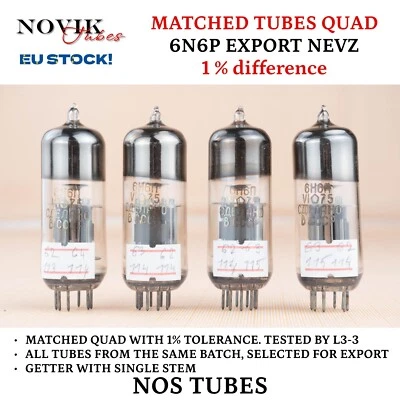 6N6P Tubes Ecc99 Matched Quad Export Single Stem 75s  E182cc  valve NOS Tube 6n6 - Image 1 of 4