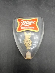 Vintage MILLER HIGH LIFE Beer Lucite Clear Acrylic Beer Tap Handle Knob - Picture 1 of 4