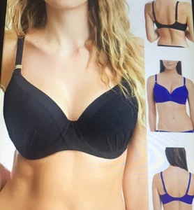 FANTASIE OTTAWA GATHERED MOLULDED UW PLUNGE BIKINI TOP, BLACK, 30DD FS6353 - Picture 1 of 10