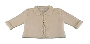JACADI Girl's Bibelot Natural Thick Knit Collared Cardigan Sz: 3 Months NWT $96 - Picture 1 of 4