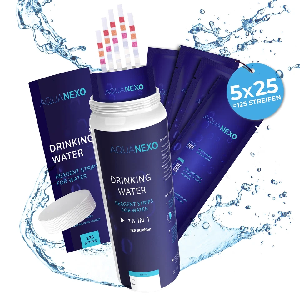 Wassertester Trinkwasser Teststreifen 16-in-1 pH Wasserhärte 125 st. - Bild 1 von 4
