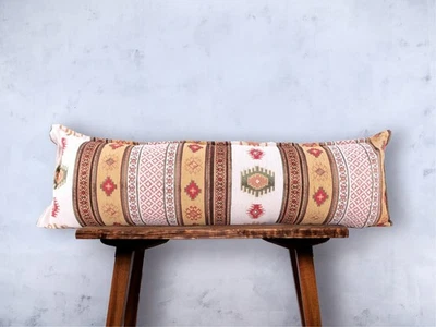 Long Lumbar Pillow Cover ,12"x48" Turkish Rug Pillow Sham,Turkish Pillow Cover - Image 1 of 4