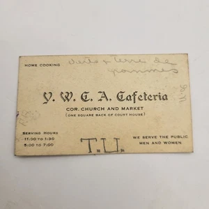 c1930 YMCA Biglietto da visita caffetteria Lexington KY - Foto 1 di 2