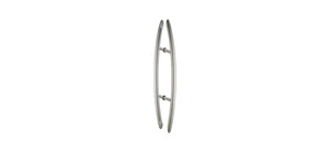 Brushed Stainless Glass Mounted Crescent Mid-Mount Back-to-Back Pull Handle - 2 - Picture 1 of 2
