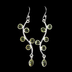 Summer 925 Sterling Silver Earrings Oval Peridot 6x4mm Natural Gemstone Jewelry - Picture 1 of 13