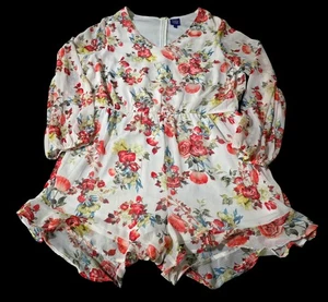 Mameluco para mujer talla XL Disney rosas blancas La Bella y la Bestia floral manga larga - Imagen 1 de 6