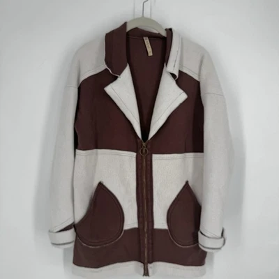 XCVI jacket womens XS brown white arlo fleece oversized relaxed boho bohemian - Image 1 of 4