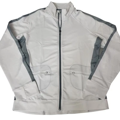 Chaqueta Atlética Alo Yoga CoolFit Blanca Gris Cremallera Rendimiento Atletismo Mujer L Foto 1 de 4