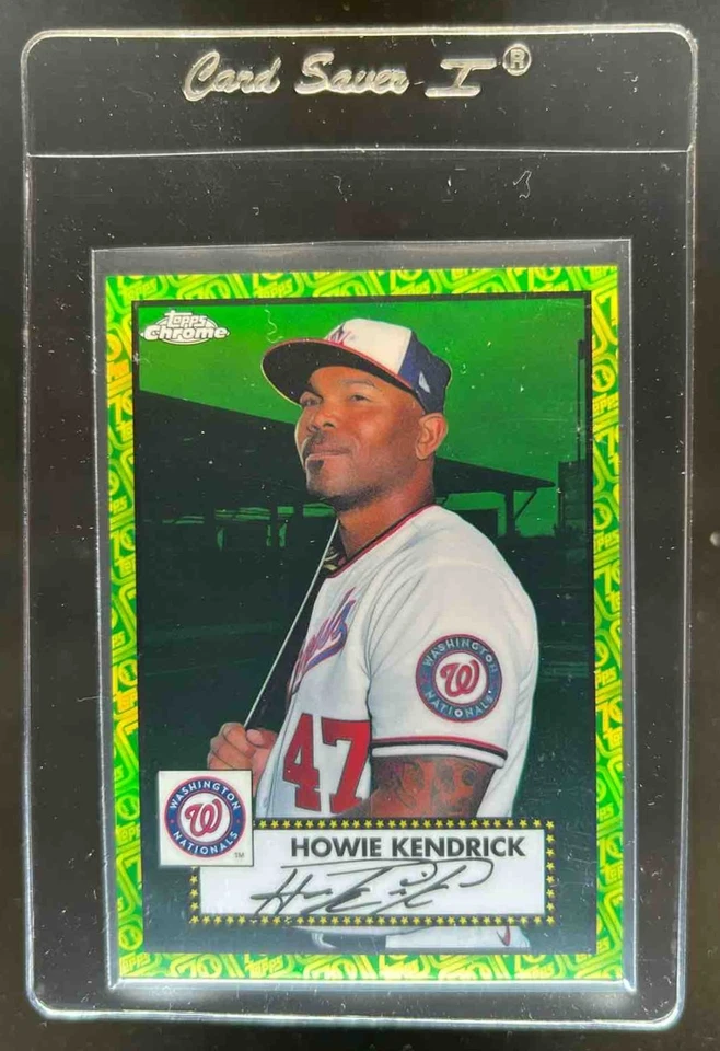 2021 Topps Chrome Platinum Howie Kendrick Green/Yellow 70th Refractor #21/99 - Image 1 of 2