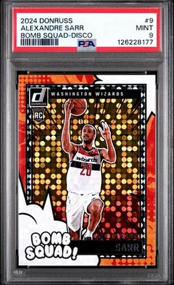 2024 Donruss Alexandre Sarr Bomb Squad Disco #9 Washington Wizards Rookie PSA 9 - Image 1 of 3