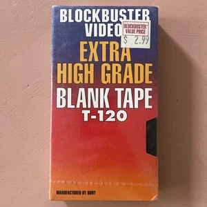 SEALED Vintage BLANK Blockbuster VHS Tape T-120 EXTRA HIGH GRADE SONY RARE HTF - Picture 1 of 13