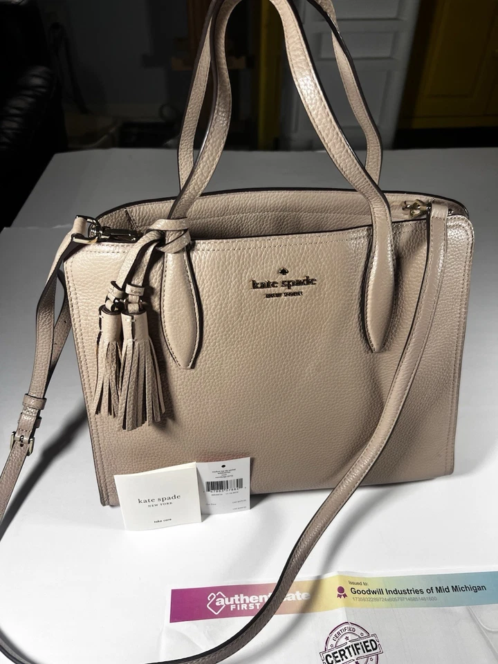 Bolsa satchel Kate Spade Rowe média com zíper superior bege quente WKRU6703 - Imagem 1 de 4