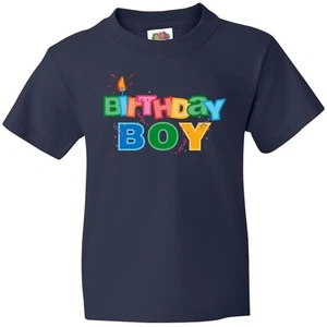 Inktastic Birthday Boy Letters Youth T-Shirt Party Colorful Candle Streamers Its - Picture 1 of 3