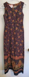 Vintage 60er 70er Sears Hawaiian Moden Maxikleid bunt Blumen Mod Gr. 8 - Bild 1 von 4
