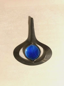 Askel Holmsen Norway Blue Enamel + Sterling Silver Sliced Onion Pendant MCM RARE - Picture 1 of 4