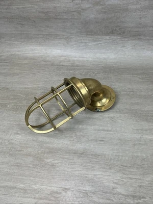 Nautical Brass Bulkhead Wall Light Vintage Retro Wall Sconce Industrial NO GLASS - Image 1 of 4