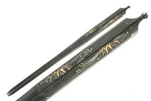 Período Edo Japón Antiguo Cobre Cascada Kogai Sin Caja Hoja Espada Katana  - Imagen 1 de 10