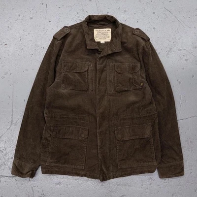 Alpha Industries Brown Corduroy Full Zip Field Jacket Large Vintage Military - Image 1 of 4