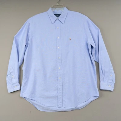 Camisa Polo Ralph Lauren Oxford 17 36 Azul Algodón Manga Larga Abotonada Foto 1 de 4