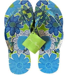 Vera Bradley Women's Flip Flops Doodle Daisy, Size Medium 7-8, New With Tags - Picture 1 of 15