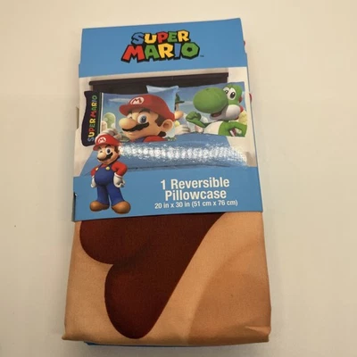 Super Mario Pillowcase Reversible New Standard Bedding 20 in x 30 in - Image 1 of 2