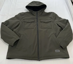 Levi’s Mens SoftShell Hooded Coat Utility Jacket Olive Green Sherpa Pockets XXL - Picture 1 of 10