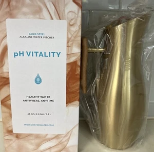 Filtro acqua rinvigorito 0,5 Gal 64 oz brocca infusa alcalina brocca acciaio oro - Foto 1 di 10