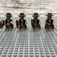 Lego (4) Indiana Jones Minifigure With Whip & Satchel iaj001 Excellent Condition