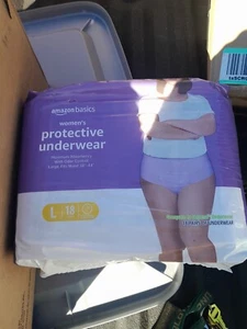 Amazon Basics Women's Protective Underwear Size Large (W 38"-44") 3Pack 54 Total - Picture 1 of 5