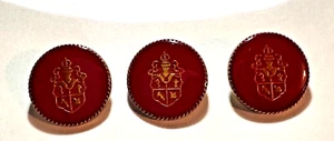 3 Vintage Buttons Red & Gold Enameled Coat of Arms Crest Shank Buttons 3/4" - Picture 1 of 5