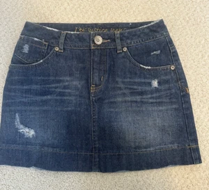 JUSTICE Girls Size 10R Distressed Denim Jean Skort Skirt Med Wash - Picture 1 of 4