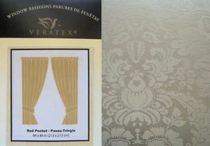 Veratex Rod Pocket Sand Floral jacquard Window Drape Panels 84x84" Curtains NIP - Picture 1 of 4