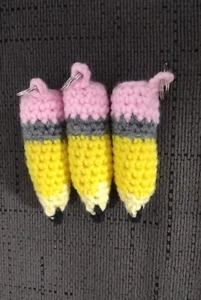 Handmade Crochet Pencil Keychain - Picture 1 of 3