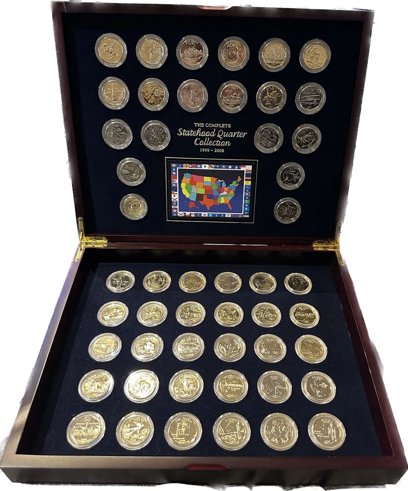 1999- 2008 Complete State Quarters Collection Gold Plated 50 Coin Set - Image 1 of 1