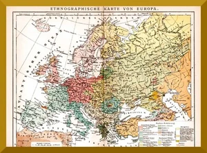Europa +Historische Ethnografische Landkarte von 1895+ Völker,Rassen,Völkerkunde - Picture 1 of 3