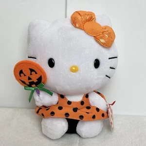 NEU Hello Kitty 6" Halloween TY Beanie Baby Kürbis Lutscher orange Kleid 2013 - Bild 1 von 17