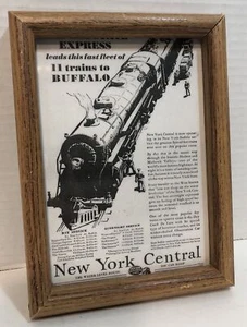 Cornice portafoto avvolta in legno marrone 5x7 stampa treno bufalo New York - Foto 1 di 10