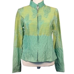 KYE S Women's Designer Fitted Zip-Front Golf Jacket Athleisure Lemon Lime Border - Picture 1 of 9