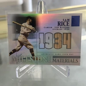 Sam Rice 2002 Topps Tribute Milestone Materials Bat Relic Blue Version /34 - Picture 1 of 11