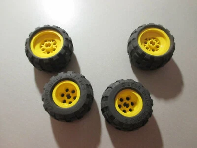 Lego; Felge 6580; Reifen; 43.2 x 28S; Rad gelbe Felge; 4 Räder Ballonreifen (A) - Bild 1 von 4