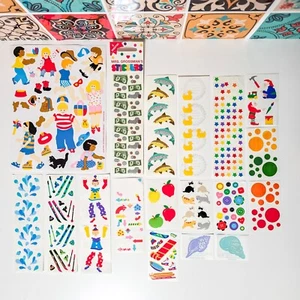 VTG 1990's Mrs. Grossman's Stickers | Kids Fish Money Clowns Skis Bubbles Elves - Picture 1 of 5