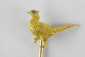Krawattennadel, um 1900, Gold, in Form eines Fasans, Jagd - Bild 1 von 3