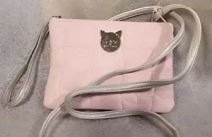 Luv Betsey Johnson Pink Cat Quilted Crossbody Bag Handbag Purse Wristlet - Picture 1 of 7