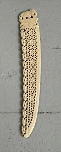 Vintage Elephant Letter Opener Faux French Ivory Celluloid Carved Plastic 7" - Picture 1 of 9